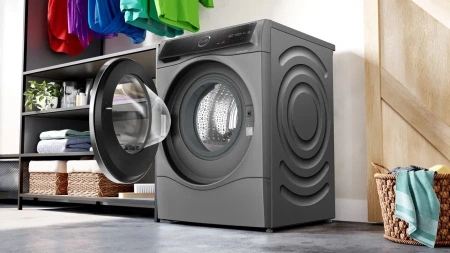 Стиральная машина Bosch Serie 8 WNC254ARSN пан.англ. класс: D загр.фронтальная макс.:10.5кг (с сушкой) серый