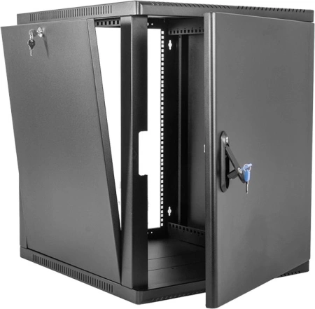 Шкаф коммутационный ЦМО (ШРН-9.650.1-9005) настенный 9U 600x658мм пер.дв.металл 200кг черный 600мм 180град.