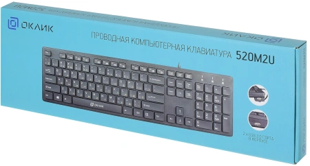 Клавиатура Оклик 520M2U черный/черный USB slim Multimedia