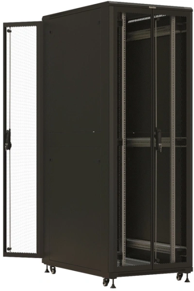 Шкаф коммутационный Hyperline (TTBR-4781-DD-RAL9004) напольный 47U 800x1000мм пер.дв.перфор. задн.дв