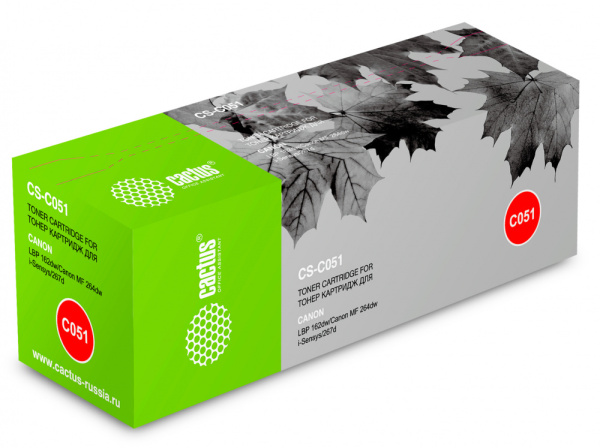 Картридж лазерный Cactus CS-C051 Cartridge 051 черный (1700стр.) для Canon LBP 62dw/MF 264dw/267dw/269dw