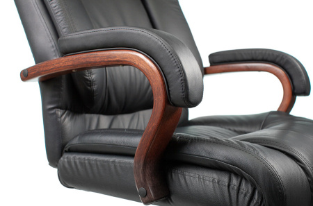 Кресло руководителя Бюрократ T-9925WALNUT черный кожа/кожзам крестов. металл/дерево
