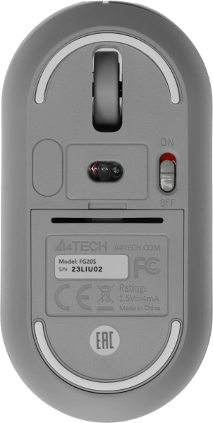 Мышь A4Tech Fstyler FG20S белый/серый оптическая 2000dpi silent беспров. USB для ноутбука 3but (FG20S USB WHITE)