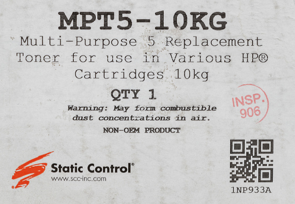 Тонер Static Control MPT5-10KG черный флакон 10000гр. для принтера HP LJ1200/4100/5000