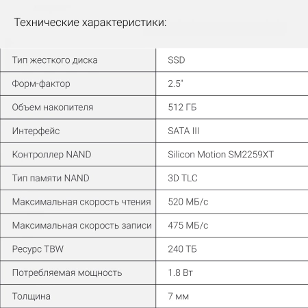 Накопитель SSD Digma SATA III 512Gb DGSR2512GS93T Run S9 2.5"