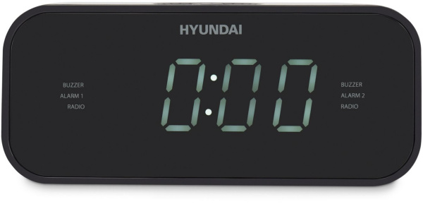 Радиобудильник Hyundai H-RCL221 черный LCD подсв:белая часы:цифровые FM