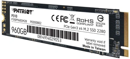 Накопитель SSD Patriot PCIe 3.0 x4 960GB P310P960GM28 P310 M.2 2280