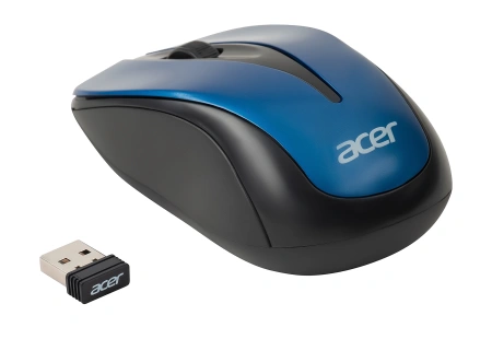 Мышь Acer OMR132 синий/черный оптическая (1000dpi) беспроводная USB для ноутбука (2but)