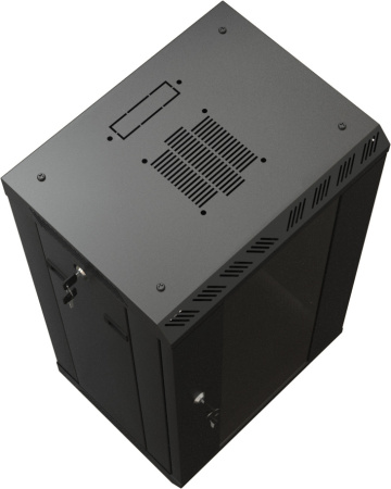 Шкаф коммутационный Hyperline (TDB-6U-GP-RAL9004) настенный 6U 390x300мм пер.дв.стекл задн.дв.спл.ст