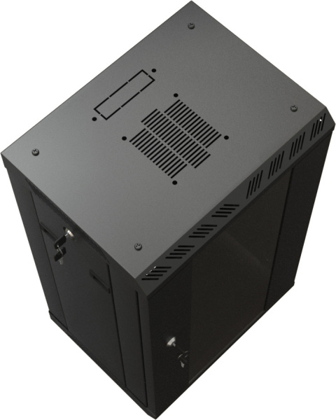 Шкаф коммутационный Hyperline (TDB-6U-GP-RAL9004) настенный 6U 390x300мм пер.дв.стекл задн.дв.спл.ст