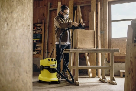 Строительный пылесос Karcher WD 4 P V-20/5/22 1000Вт (уборка: сухая/сбор воды/выдув) желтый