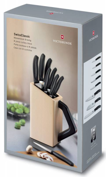 Набор ножей кухон. Victorinox Swiss Classic (6.7173.8) компл.:8шт с подставкой черный подар.коробка