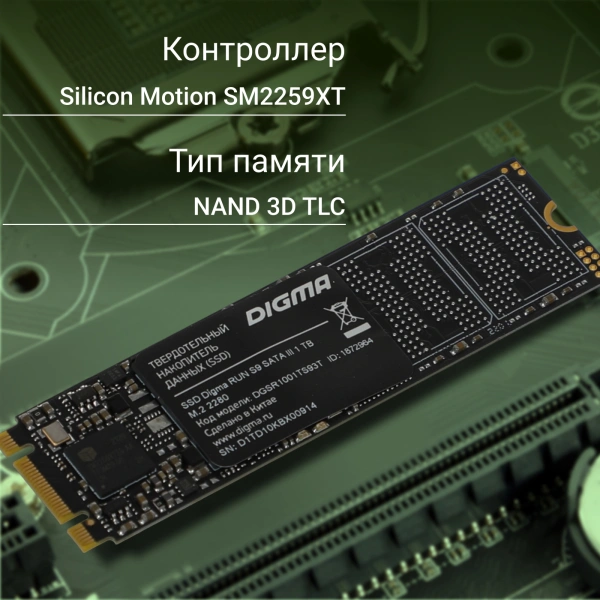 Накопитель SSD Digma SATA-III 1TB DGSR1001TS93T Run S9 M.2 2280
