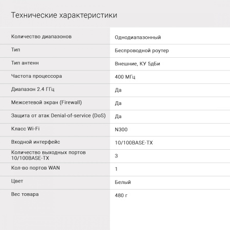 Роутер беспроводной Digma DWR-N302 N300 10/100BASE-TX белый (упак.:1шт)