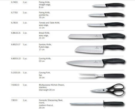 Набор ножей кухон. Victorinox Swiss Classic (6.7193.9) компл.:8шт scissors дерево/черный