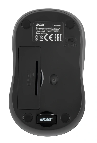 Мышь Acer OMR136 красный оптическая (1000dpi) беспроводная USB для ноутбука (2but)