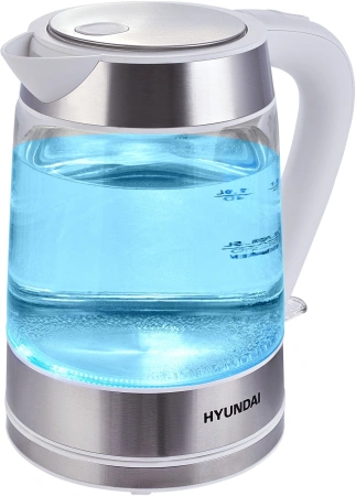 Чайник Hyundai HYK-G3606 1.7л. 2200Вт белый/прозрачный (стекло)