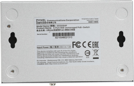 Коммутатор Zyxel GS1005HP GS1005HP-EU0101F 5G 4PoE 4PoE+ 60W неуправляемый