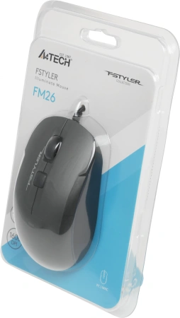 Мышь A4Tech Fstyler FM26 серый/черный оптическая (1600dpi) USB для ноутбука (4but)