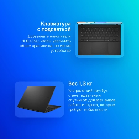 Ноутбук Asus VivoBook S14 S5406SA-QD200 Core Ultra 7 258V 32Gb SSD1Tb Intel Arc 140V 14" OLED WUXGA (1920x1200) noOS black WiFi BT Cam (90NB15R3-M00CB0)