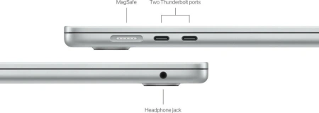 Ноутбук Apple MacBook Air A3114 M3 8 core 8Gb SSD256Gb/10 core GPU 15.3" Liquid Retina (2880x1864) Mac OS silver WiFi BT Cam (MRYP3LL/A)