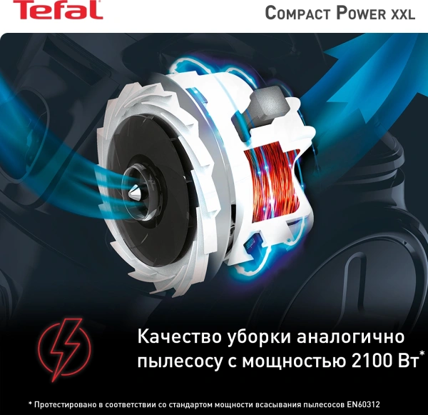 Пылесос Tefal Compact Power XXL TW4825EA 550Вт черный