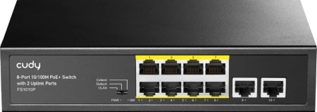 Коммутатор Cudy FS1010P 10x100Мбит/с 10PoE 10PoE+ неуправляемый