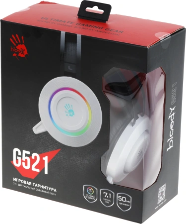 Наушники с микрофоном A4Tech Bloody G521 белый/черный 2.3м мониторные USB оголовье (G521 (WHITE))
