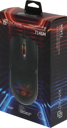 Мышь Оклик 714GM черный оптическая (3200dpi) USB (7but)