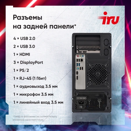 ПК IRU Game 510H6SEA MT i5 13400F (2.5) 16Gb SSD512Gb RTX4060 8Gb FreeDOS GbitEth 600W черный (2074692)