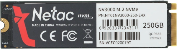 Накопитель SSD Netac PCI-E 3.0 x4 250Gb NT01NV3000-250-E4X NV3000 M.2 2280