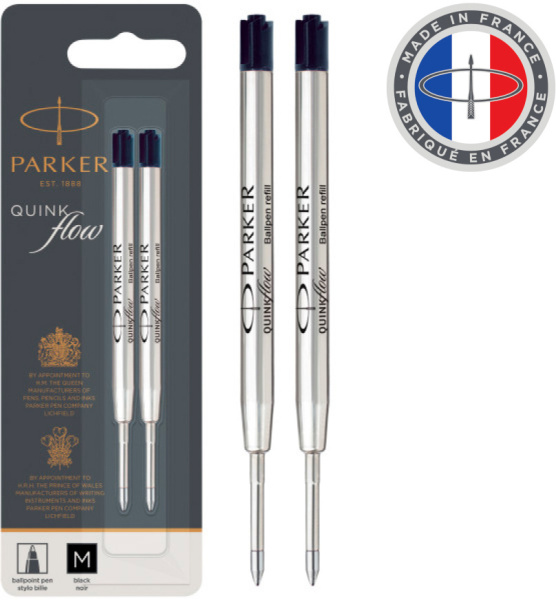 Стержень шариковый Parker QuinkFlow Z08 (CW1950372) M 1мм черные чернила блистер (2шт)