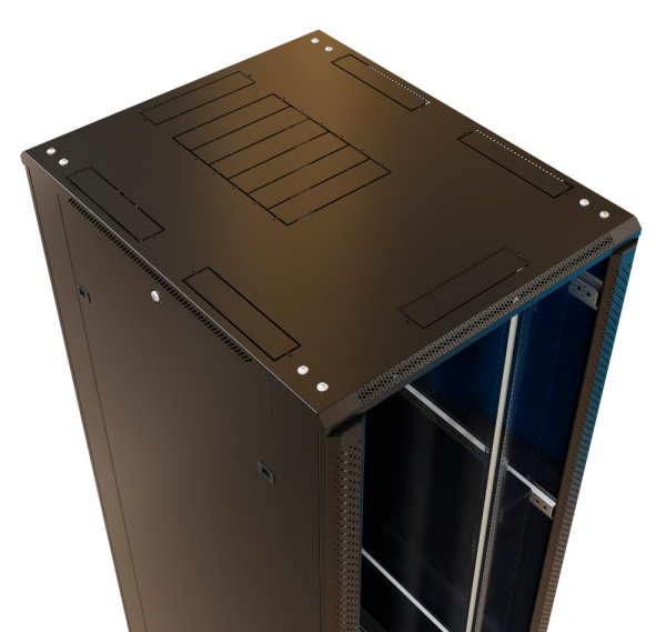 Шкаф коммутационный WRline (WR-TT-4288-AS-RAL9004) напольный 42U 800x800мм пер.дв.стекл задн.дв.стал.лист 2 бок.пан. 800кг черный 710мм 2055мм IP20 сталь