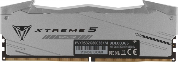 Память DDR5 2x16GB 8000MHz Patriot PVXR532G80C38KM Viper Xtreme 5 RGB RTL Gaming PC5-64000 CL38 DIMM 288-pin 1.45В с радиатором Ret