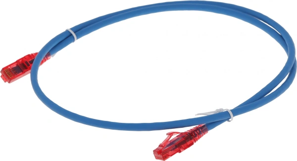 Патч-корд Hyperline PC-LPM-UTP-RJ45-RJ45-C5e-1M-LSZH-BL PC-LPM-UTP-RJ45-RJ45-C5E-1M UTP RJ-45 вил.-вилка RJ-45 кат.5E 1м синий LSZH (уп.:1шт) 24AWG