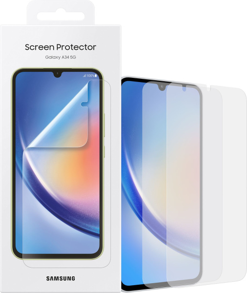 Защитная пленка для экрана Samsung прозрачный для Samsung Galaxy A34 прозрачная 2шт. (EF-UA346CTEGRU)