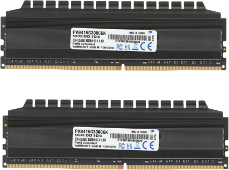 Память DDR4 2x8Gb 3000MHz Patriot PVB416G300C6K Viper 4 Blackout RTL Gaming PC4-24000 CL16 DIMM 288-pin 1.35В dual rank с радиатором Ret