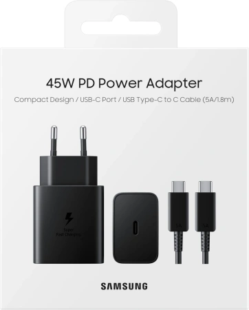 Сетевое зар./устр. Samsung EP-T4510 45W 3A (PD) USB Type-C для Samsung черный (EP-T4510XBEGEB)