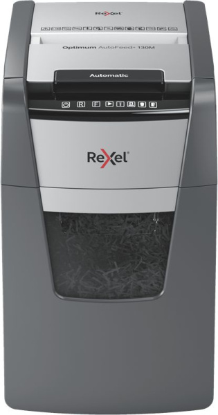 Шредер Rexel Optimum AutoFeed 130M черный с автоподачей (секр.P-5) фрагменты 130лист. 44лтр. скрепки скобы пл.карты