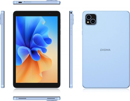 Планшет Digma Q8 SC9863A (1.6) 8C RAM3Gb ROM32Gb 8" IPS 1280x800 4G 2Sim Android 14 голубой 5Mpix 2Mpix BT WiFi microSD 128Gb 4500mAh