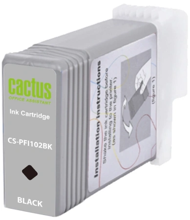 Картридж струйный Cactus CS-PFI102BK PFI-102BK черный (130мл) для Canon iPF500/iPF600/iPF700/ MFP M40/iPF765/LP17/LP24