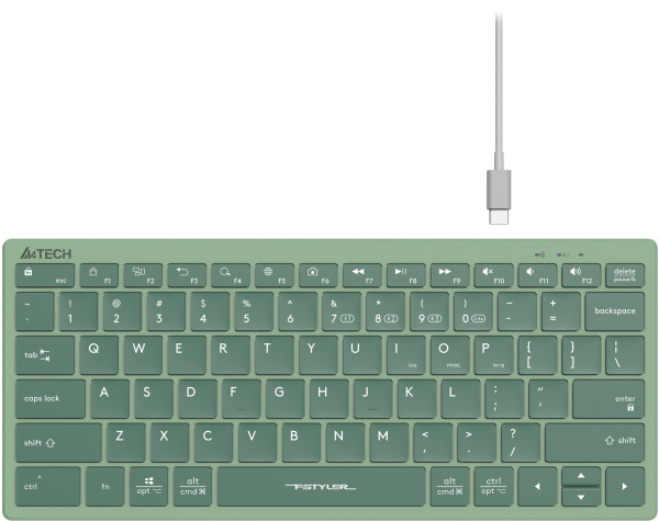 Клавиатура A4Tech Fstyler FBX51C зеленый USB беспроводная BT/Radio slim Multimedia (FBX51C MATCHA GREEN)