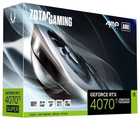 Видеокарта Zotac PCI-E 4.0 RTX 4070 Ti SUPER AMP AIRO NVIDIA GeForce RTX 4070TI Super 16Gb 256bit GDDR6X 2640/21000 HDMIx1 DPx3 HDCP Ret