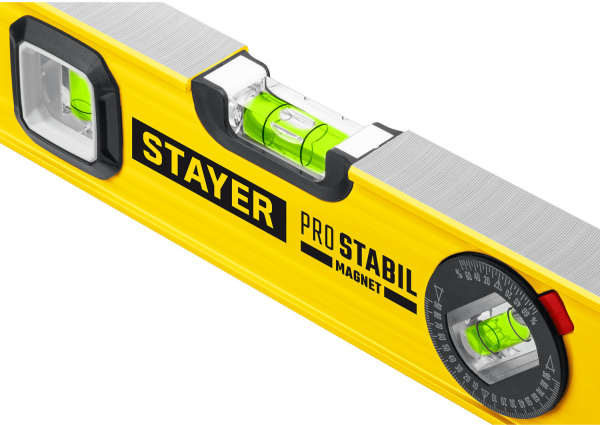 Уровень Stayer 3480-040 пузырьковый 3глаз. магнит. желтый
