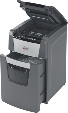 Шредер Rexel Optimum AutoFeed 130M черный с автоподачей (секр.P-5) фрагменты 130лист. 44лтр. скрепки скобы пл.карты