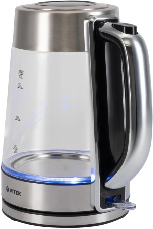 Чайник электрический Vitek VT-1184 1.7л. 2200Вт серебристый корпус: стекло/металл