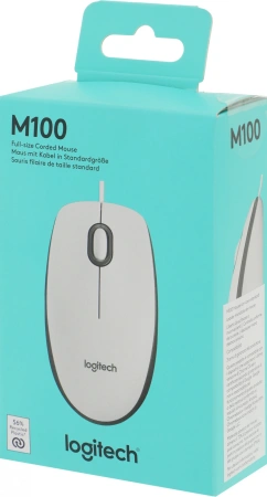 Мышь Logitech M100 белый/черный оптическая 1000dpi USB 2but (910-006764)