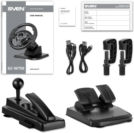 Руль Sven GC-W750 16кноп. (с педалями) черный