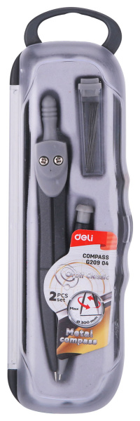 Циркуль Deli EG20904 металл в компл.:набор грифелей