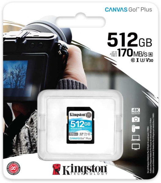 Флеш карта SDXC 512Gb Class10 Kingston SDG3/512GB Canvas Go! Plus w/o adapter